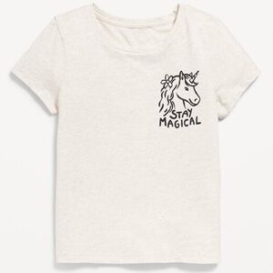 Old Navy Girls Short Sleeve Unicorn T-Shirt Stay Magical Oatmeal Heather XL